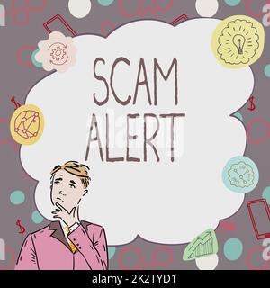 Textbeschriftung mit Betrugsalarm. Konzeptionelle Fotowarnung jemand, der vor Betrug oder Betrug gewarnt wird bemerkt jeden ungewöhnlichen Geschäftsmann innovatives Denken, das Ideen für eine stabile Zukunft vorantreibt. Stockfoto