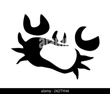 Seekrabben handbemalt mit Tinte und Pinsel Stockfoto