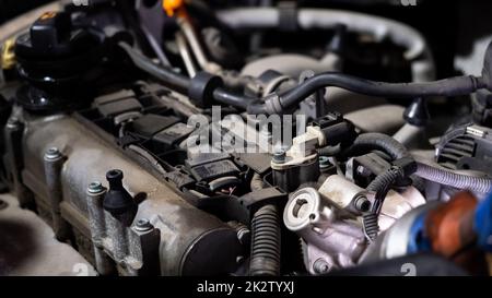 Nahaufnahme des alten Automotors Stockfoto