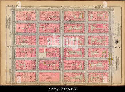 Kartografisch, Karten. 1921 - 1923. Lionel Pincus und Princess Firyal Map Division. Immobilien , New York (Bundesstaat) , New York, Manhattan (New York, N.Y.) Tafel 56: Begrenzt durch E. 32. Street, Third Avenue, E. 26. Street und Fifth Avenue Stockfoto