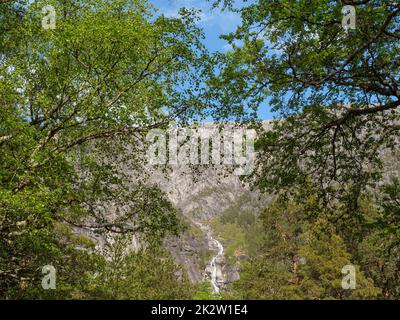 Frühlingszeit in Eidfjord in norwegen Stockfoto