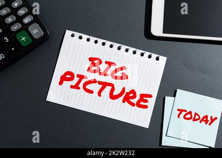 Konzeptionelle Darstellung Gesamtbild. Wort für die wichtigsten Fakten über eine bestimmte Situation und ihre Auswirkungen -47112 Stockfoto