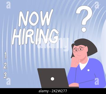 Textzeichen mit Anzeige „Aktuelle Einstellung“. Business Showcase verkündet, dass ein bestimmtes Unternehmen, das nach neuen Talenten sucht, beim Brainstorming neuer Lösungen mit Fragezeichen umgeben ist Stockfoto