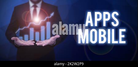 Inspiration zeigt Zeichen Apps Mobile. Konzeptuelles Fotocomputerprogramm, das für die Ausführung auf dem Handheld-Gerät -47490 entwickelt wurde Stockfoto