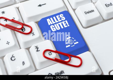 Konzeptdarstellung alles gute. Wort geschrieben auf deutsch Übersetzung alles gute zum Geburtstag oder zu jedem Anlass -48958 Stockfoto