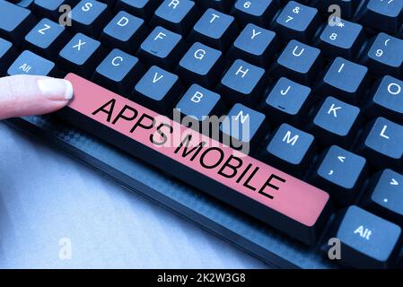 Konzeptionelle Bildunterschrift Apps Mobile. Business Approach Computer-Programm entwickelt, um auf Telefon Handheld-Gerät laufen -49065 Stockfoto