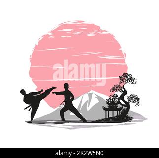 Karate Besetzungen - Abstraktionskarte, schöne Landschaft Stockfoto