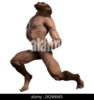 3D Werwolf auf Weiß Stockfoto