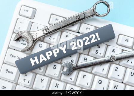 Handschriftzeichen Happy 2022. Internet-Konzept Zeit oder Tag, zu dem ein neues Kalenderjahr beginnt ab jetzt -48704 Stockfoto