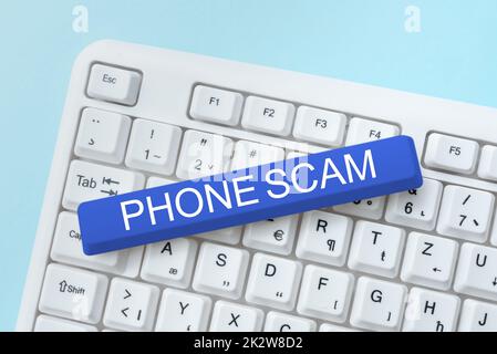 Inspiration zeigt Schild Phone Scam. Überblick über das Unternehmen unerwünschte Anrufe zur Werbung für Produkte oder Dienstleistungen erhalten Telesales -48971 Stockfoto
