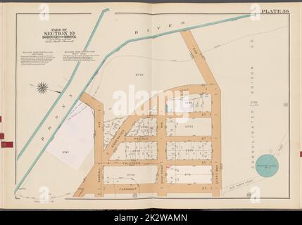Kartografisch, Karten. 1942 - 1957. Lionel Pincus und Princess Firyal Map Division. Immobilien , New York (Bundesstaat) , New York (N.Y.), Bronx (New York, N.Y.) , Karten doppelseitige Platte Nr. 36, Teil von Abschnitt 10, Borough of the Bronx: Bounded by (Bronx River) Edgewater Road, (Consolidated Edison Co.) East Bay Avenue, Farragut Street und Randall Avenue Stockfoto