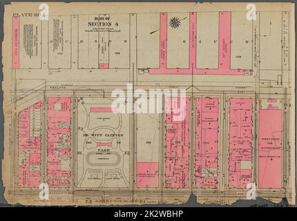 Kartografisch, Karten. 1930. Lionel Pincus und Prinzessin Firyal Map Division. Immobilien , New York (Bundesstaat) , New York, Manhattan (New York, N.Y.) Platte 80, Teil von Abschnitt 4: Begrenzt durch (Hudson River Piers) Twelfth Avenue, W. 59. Street, Eleventh Avenue und W. 50. Street Stockfoto