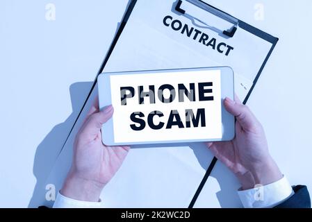 Inspiration zeigt Schild Phone Scam. Internet-Konzept immer unerwünschte Anrufe zu Produkten oder Service zu fördern Telesales -47158 Stockfoto