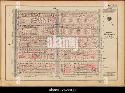 Kartografisch, Karten. 1927. Lionel Pincus und Prinzessin Firyal Map Division. Immobilien , New York (Bundesstaat) , New York, Manhattan (New York, N.Y.) Platte 99, Teil der Abschnitte 4 und 7: Begrenzt durch die W. 100. Street, Central Park West, W. 95. Street und Amsterdam Avenue Stockfoto