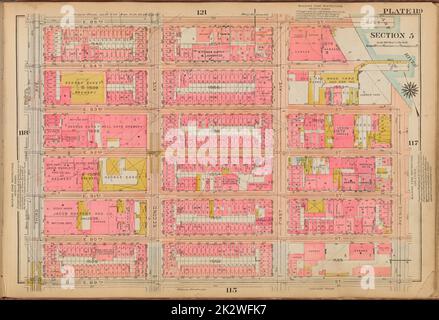 Kartografisch, Karten. 1921 - 1923. Lionel Pincus und Princess Firyal Map Division. Immobilien , New York (Bundesstaat) , New York, Manhattan (New York, N.Y.) Tafel 119: Begrenzt durch E. 95. Street, East River, Avenue A, E. 89. Street und Third Avenue Stockfoto