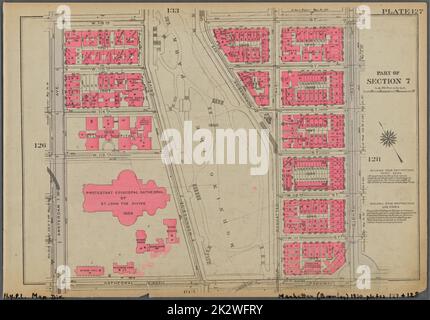 Kartografisch, Karten. 1930. Lionel Pincus und Prinzessin Firyal Map Division. Immobilien , New York (Bundesstaat) , New York, Manhattan (New York, N.Y.) Tafel 127, Teil von Abschnitt 7: Begrenzt durch die W. 116. Street, Achte Avenue, Cathedral Parkway und Amsterdam Avenue Stockfoto