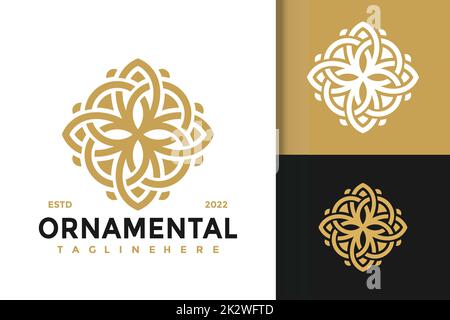 Ein Satz dekorativer Logos, isoliert auf farbenfrohem Hintergrund Stock Vektor