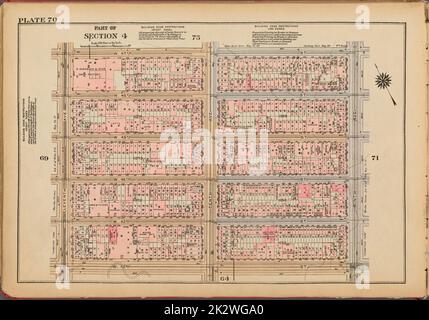 Kartografisch, Karten. 1927. Lionel Pincus und Prinzessin Firyal Map Division. Immobilien , New York (Bundesstaat) , New York, Manhattan (New York, N.Y.) Tafel 70, Teil von Abschnitt 4: Begrenzt durch W. 47. Street, Ninth Avenue, W. 42. Street und Eleventh Avenue Stockfoto