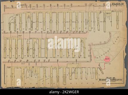 Kartografisch, Karten. 1925. Lionel Pincus und Prinzessin Firyal Map Division. Immobilien , New York (Bundesstaat) , New York, Manhattan (New York, N.Y.) Platte 39: Plan der Hudson River Werfer Stockfoto