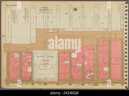 Kartografisch, Karten. 1955 - 1956. Lionel Pincus und Princess Firyal Map Division. Immobilien , New York (Bundesstaat) , New York (N.Y.), Manhattan (New York, N.Y.) Platte 80, Teil von Abschnitt 4: Begrenzt durch (Hudson River Piers) Twelfth Avenue, W. 59. Street, Eleventh Avenue und W. 50. Street. Stockfoto