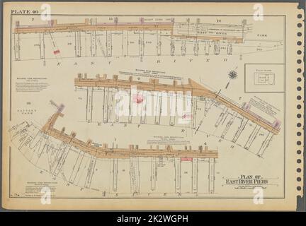 Kartografisch, Karten. 1955 - 1956. Lionel Pincus und Princess Firyal Map Division. Immobilien , New York (Bundesstaat) , New York (N.Y.), Manhattan (New York, N.Y.) Platte 40: Plan der East River Piers Stockfoto