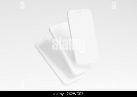 Phone 14 Pro Max Clay 3D Rendering White Blank Mockup Stockfoto