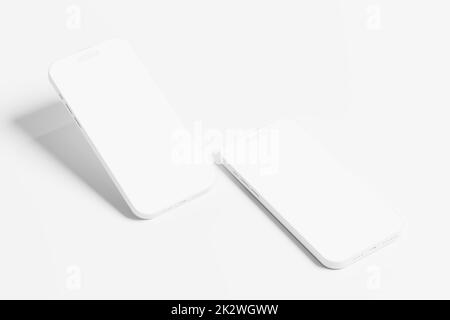 Phone 14 Pro Max Clay 3D Rendering White Blank Mockup Stockfoto