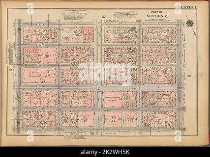 Kartografisch, Karten. 1927. Lionel Pincus und Prinzessin Firyal Map Division. Immobilien , New York (Bundesstaat) , New York, Manhattan (New York, N.Y.) Platte 61, Teil von Abschnitt 3: Begrenzt durch E. 37. Street, Third Avenue, E. 32. Street und Fifth Avenue Stockfoto