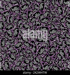 „Hallo“-Textmotiv Zufallsmuster Stockfoto