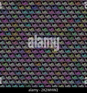 „Hallo“-Textmotiv Zufallsmuster Stockfoto