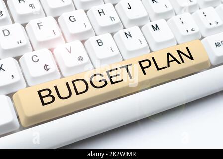 Textunterschrift mit Darstellung des Budgetplans. Business Showcase Finanzplan für einen definierten Zeitraum in der Regel Jahr -48170 Stockfoto