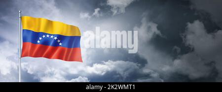 Venezolanische Flagge auf einem bewölkten Himmel Stockfoto