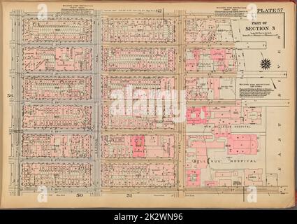 Kartografisch, Karten. 1927. Lionel Pincus und Prinzessin Firyal Map Division. Immobilien , New York (Bundesstaat) , New York, Manhattan (New York, N.Y.) Platte 57, Teil von Abschnitt 3: Begrenzt durch E. 32. Street, (East River Piers) First Avenue, E. 26. Street und Third Avenue Stockfoto