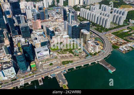 Kwun Tong, Hongkong 06. September 2019: Drohnenflug über Hongkong Stockfoto