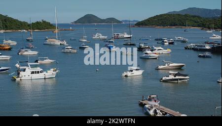 Sai Kung, Hong Kong,16. Juli 2020: Küste im Yachtclub Stockfoto