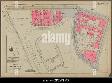 Kartografisch, Karten. 1930. Lionel Pincus und Prinzessin Firyal Map Division. Immobilien , New York (Bundesstaat) , New York, Manhattan (New York, N.Y.) Platte 181, Teil von Abschnitt 8: Begrenzt durch Dyckman Street, Sherman Avenue, Broadway und (Hudson River) Riverside Drive Stockfoto