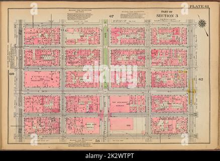 Kartografisch, Karten. 1921 - 1923. Lionel Pincus und Princess Firyal Map Division. Immobilien , New York (Bundesstaat) , New York, Manhattan (New York, N.Y.) Tafel 61: Begrenzt durch E. 37. Street, Third Avenue, E. 32. Street und Fifth Avenue Stockfoto