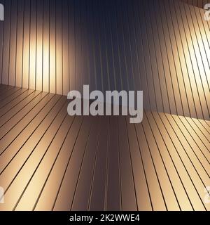 Grunge Zimmer mit städtischen goldenen Hintergrund. 3D Rendern Stockfoto