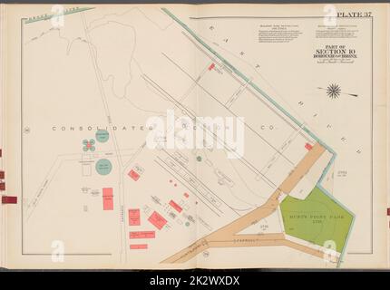 Kartografisch, Karten. 1942 - 1957. Lionel Pincus und Princess Firyal Map Division. Immobilien , New York (Bundesstaat) , New York (N.Y.), Bronx (New York, N.Y.) , Karten Doppelseitenteller Nr. 37, Teil von Abschnitt 10, Borough of the Bronx: Konsolidierte Edison Co., begrenzt durch Bronx River, East River, Hunts Point Park, Farragut Street und Hunts Point Avenue Stockfoto