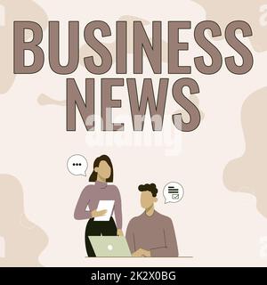 Unterschreiben Sie, dass Business News angezeigt werden. Geschäftskonzept kommerzielle Bekanntmachung Handelsbericht Marktbericht Corporate Insight Partner teilen neue Ideen für Arbeitsstrategien zur Verbesserung von Fähigkeiten. Stockfoto