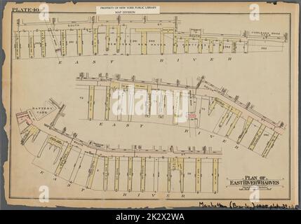 Kartografisch, Karten. 1925. Lionel Pincus und Prinzessin Firyal Map Division. Immobilien , New York (Bundesstaat) , New York, Manhattan (New York, N.Y.) Platte 40: Plan der East River Werfer Stockfoto