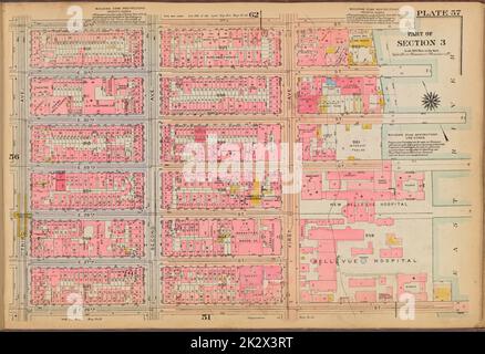 Kartografisch, Karten. 1921 - 1923. Lionel Pincus und Princess Firyal Map Division. Immobilien , New York (Bundesstaat) , New York, Manhattan (New York, N.Y.) Tafel 57: Begrenzt durch E. 32. Street, (East River) First Avenue, E. 26. Street und Third Avenue Stockfoto