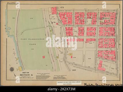 Kartografisch, Karten. 1925. Lionel Pincus und Prinzessin Firyal Map Division. Immobilien , New York (Bundesstaat) , New York, Manhattan (New York, N.Y.) Platte 170, Teil von Abschnitt 8: Begrenzt durch W. 178. Street, Broadway, W. 173. Street, Haven Avenue, W. 177. Street und (Hudson River, Fort Washington Park) Riverside Drive Stockfoto