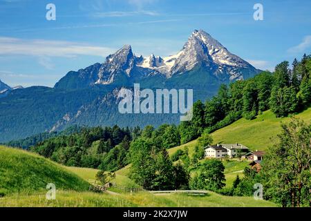 Deutschland, Bayern, Landkreis Berchtesgaden, Berchtesgadener Alpen, Watzmann Massive, Nationalpark Stockfoto