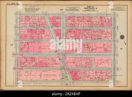 Kartografisch, Karten. 1921 - 1923. Lionel Pincus und Princess Firyal Map Division. Immobilien , New York (Bundesstaat) , New York, Manhattan (New York, N.Y.) Tafel 60: Begrenzt durch W. 37. Street, Fifth Avenue, W. 32. Street und Seventh Avenue Stockfoto