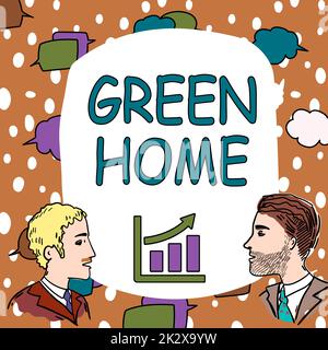Handschrift Text Grün Haus. Unternehmen präsentieren einen Bereich voller Pflanzen und Bäume, in dem Sie Teammitglieder entspannen können, die sich Whiteboard-Brainstorming zu neuen Lösungen ansehen. Stockfoto
