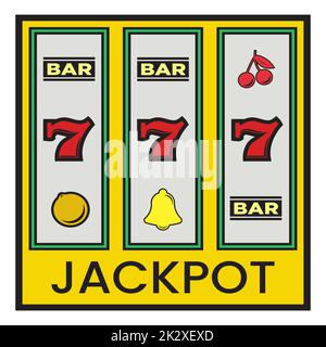 Spielautomaten-Casino-Elemente auf weißem Hintergrund - Vector Stockfoto