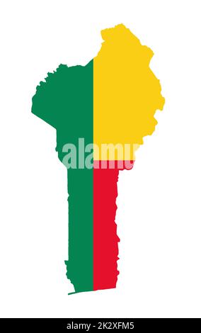 Benin-Kartensilhouette mit Flagge Stockfoto