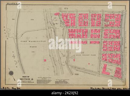 Kartografisch, Karten. 1930. Lionel Pincus und Prinzessin Firyal Map Division. Immobilien , New York (Bundesstaat) , New York, Manhattan (New York, N.Y.) Platte 170, Teil von Abschnitt 8: Begrenzt durch W. 178. Street, Broadway, W. 173. Street, Haven Avenue, W. 177. Street und (Hudson River, Fort Washington Park) Riverside Drive Stockfoto