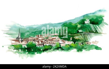 Aquarell Landschaft Stockfoto